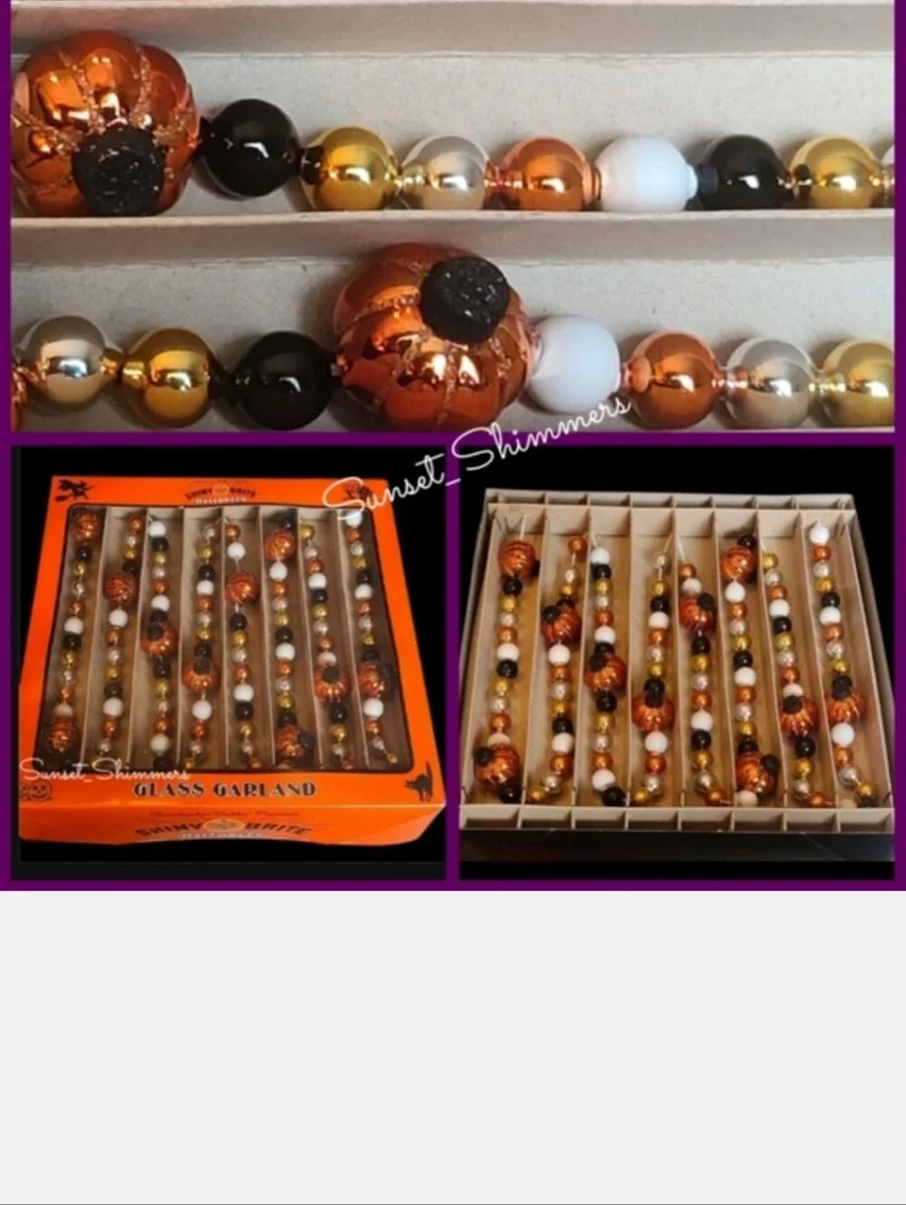 Radko Shiny Brite Vintage / Retro Style Glass Pumpkin Halloween Tree Garland NEW